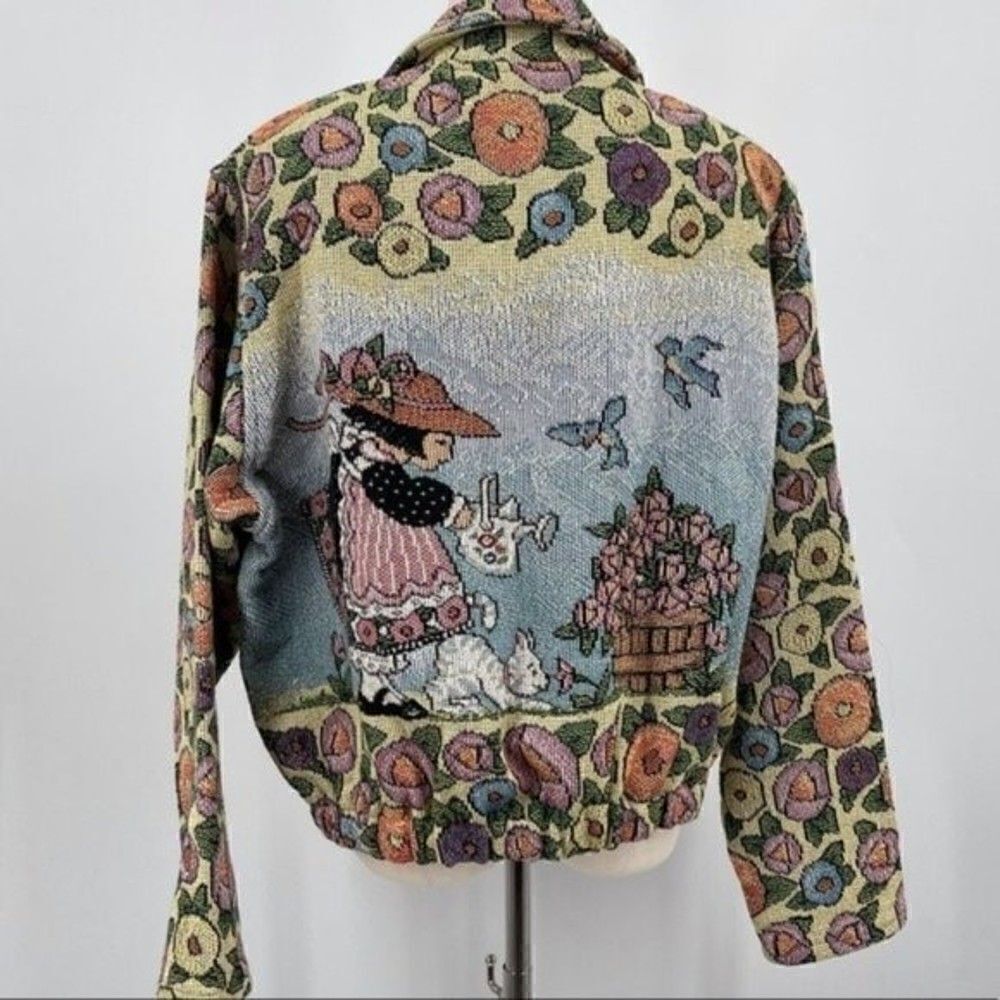 Vintage Painted Pony floral Tapestry oversized jacket Medium BoxC multicolored